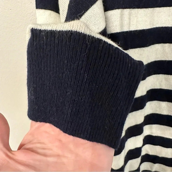 Madewell Ashbury Mock Neck Wool Blend Striped Dark Indigo Sweater NWT - Picture 5 of 7